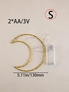 1个暖光S/M/L星月铁环LED装饰灯，悬挂式LED铁环装饰灯，电池供电，适用于中东节日装饰、卧室派对、婚礼、酒店、节日铁环装饰灯（不含电池） - 暖光 - 查看 14