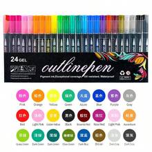 8/12/24/36/48 Colors Dual-Tip Permanent Marker Pens Set, Metallic Outline Markers, Suitable For Art, Painting, Graffiti, Card Making, Christmas Cards, DIY Crafts, Stationery, Back To School, New Year Gifts, Grandchildren Rewards - Multicolor - View 14