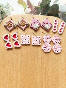 Molde cortador de arcilla para el Día de San Valentín, moldes cortadores de arcilla polimérica en forma de corazón para pendientes de cerámica suave DIY, herramientas de arcilla polimérica, regalo del Día de San Valentín - Cortador de arcilla del día de San Valentín - Ver 2