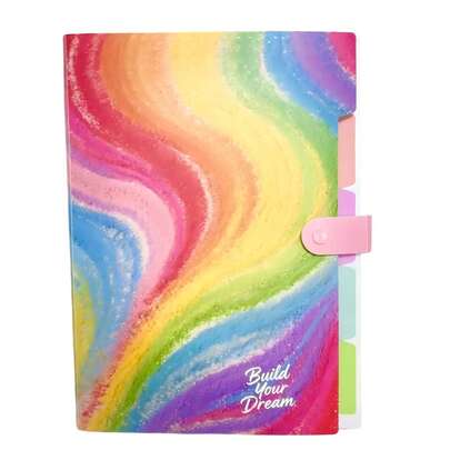 Okul, Ofis ve Ev İçin Klasörler - 5 Cepli ve Sekmeli Genişletilebilir Dosya Klasörü Düzenleyici, 2026 Yeni Desenli Gökkuşağı Dosya Klasörü