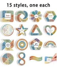 12 piezas de pegatinas sensoriales Fidget, pegatinas sensoriales texturizadas para ayudar a aliviar la ansiedad en el aula para niños con TDAH o ansiedad, adecuadas como regalos de cumpleaños o recompensas en el aula para niños - Multicolor - Ver 9