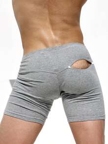 Men's Running Shorts Solid Color Elastic Waist Yoga Slim Fit Training Gym Workout Shorts - Grey - View 4