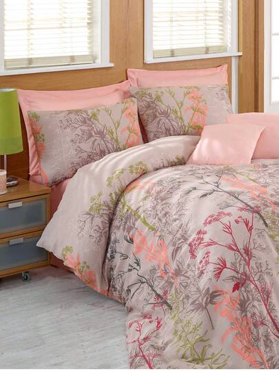 Made In Turkey-2-Piece Set With Geometric Pattern, 65% Cotton 35% Polyester, Suitable For All Seasons, Duvet Cover With Button Closure. 1 Duvet Cover (140x200cm) And 1 Pillowcase (50x70cm). Highly Breathable, Soft And Lightweight. Pillowcase Pattern Is Randomly Generated. -Artus Gri