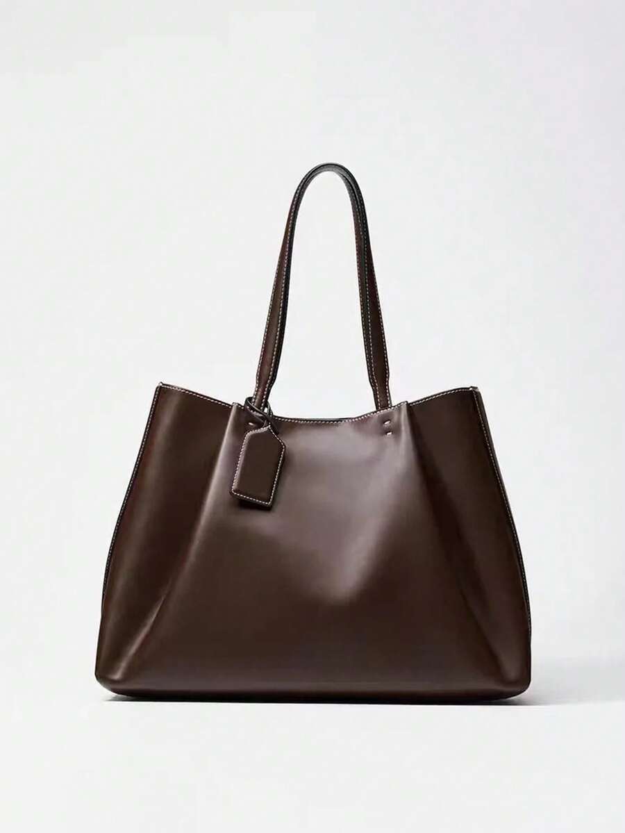 Bolso de mano grande con pliegues de moda para mujer, bolso de hombro de diseñador de cuero PU de alta calidad, bolsos cruzados, bolso tipo cubo para mujer, embrague - Multicolor - Ver 1