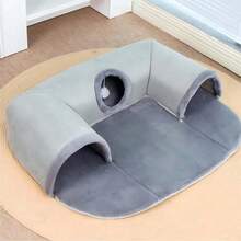 三合一舒适猫隧道床，适合小型和中型猫咪、兔子和仓鼠 - 游戏垫兼保暖窝，底部防滑，是小型和中型猫咪、兔子和仓鼠的理想之选 | 猫咪秋冬季窝床，猫隧道，供猫咪睡觉和玩耍；宠物活动隧道