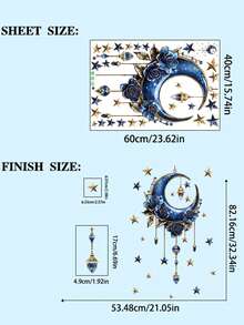1PC Middle Eastern Holiday Creative Embossed Star And Moon Wall Decorations For Bedrooms And Dining Rooms. Middle Eastern Style, Limited Edition, Self-Adhesive, Residue-Free, Easy To Remove, A Great Item For Transforming Small Apartment Walls With A Sophisticated Look. - Multicolor - View 2