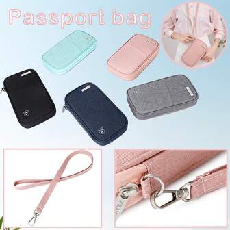 New Neck Hanging Passport Bag RFID Anti-Magnetic Wallet Men's And Women's Waterproof Passport Holder Travel Storage Document Bag, Large Capacity Card Holder Passport Bag, RFID Shielding Card Case Wallet | Zipper Closure, Multiple Card Slots With Zipper, And Compartments For Storing SD Cards And ID Cards - Travel Essentials