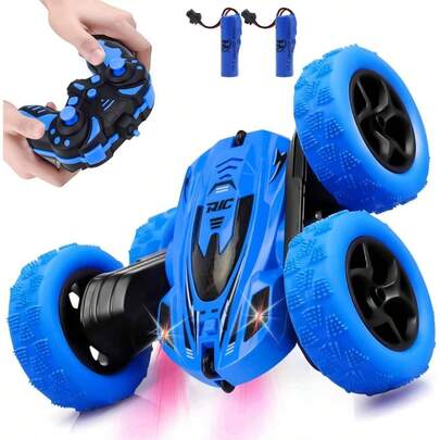 Carro a Control Remoto para Nios, 2.4Ghz Coche Radiocontrol, Coche de Juguete Control Remoto 4WD con Luz y Batera Recargable, Coche RC Acrobacia Vehculo para Exterior, Regalo Nios Nias 6 aos