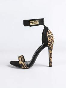 Spring/Summer Fashion Leopard Print Metal Buckle High Heel Women Sandals [Leopard Print Pattern Is Random],Stilletos Heels - Multicolor - View 11