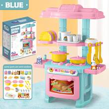 NEUSNEY Conjunto de juguetes de cocina en miniatura, set de juego interactivo de cocina entre padres e hijos, electrodomésticos de juguete para simulación de los niños, juegos de rompecabezas, accesorios parciales al azar - Azul - Ver 12