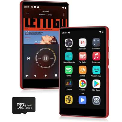 80GB MP3 Player With Bluetooth And WiFi, MP3 And MP4 Music Player, 4-Inch HD Touchscreen, Compatible With Spotify, Android OS