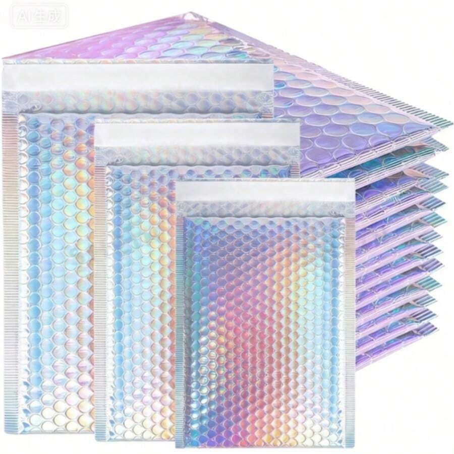 10pcs Poly Padded Envelope, Waterproof Self-Sealing Adhesive Transport Bags,Waterproof Self Seal Adhesive Shipping Bags,Foil Glitter Glamour Shipping Mailer,For Jewelry And Cosmetics, Transportation, Mailing, Home, Christmas And Halloween Gift Packaging Bags, Christmas And Mother's Day Graduation Bags