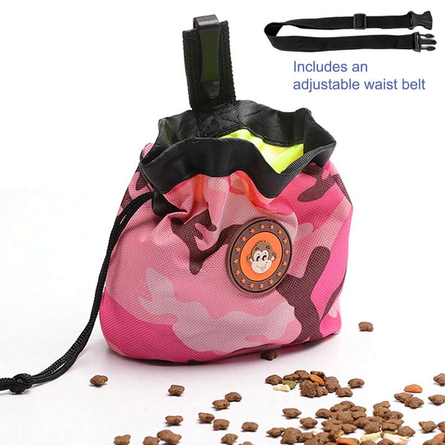 Large Capacity Pet Treat Bag, Dog Training Pouch With Drawstring, Convenient Carabiner Clip, Outdoor Dog Treat Holder