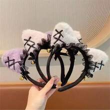 1 قطعة كليب شعر على شكل أذن قطة، أذن حيوان مع فيونكة، شريط رأس للقطط والأرانب مع جرس، هدية عيد ميلاد وهدية عيد الفصح، شريط شعر على شكل أذن قطة + طوق للسيدات، اكسسوارات شعر جميلة للاستخدام اليومي