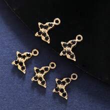 5入組鑲鑽蝴蝶形吊墜,diy珠寶製作配件 - 金黃色 - 查看 6