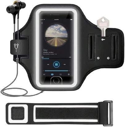 Brazalete para Teléfono, Funda para Teléfono con Brazalete Deportivo, Correa Ajustable con Banda Reflectante,  (6.8pulgadas)