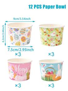 12pcs Easter Themed Disposable Paper Bowls,Cute Rabbit & Easter Eggs Pattern Paper Party Bowls,Spring Easter Bunny Dessert Bowls,Snack Bowls,Party Cups,Easter Decorations,Happy Easter Decor,Home Decor,Kitchen Table Decor,Easter Party Supplies,Easter Gifts,Party Favor Box - Multicolor - View 10
