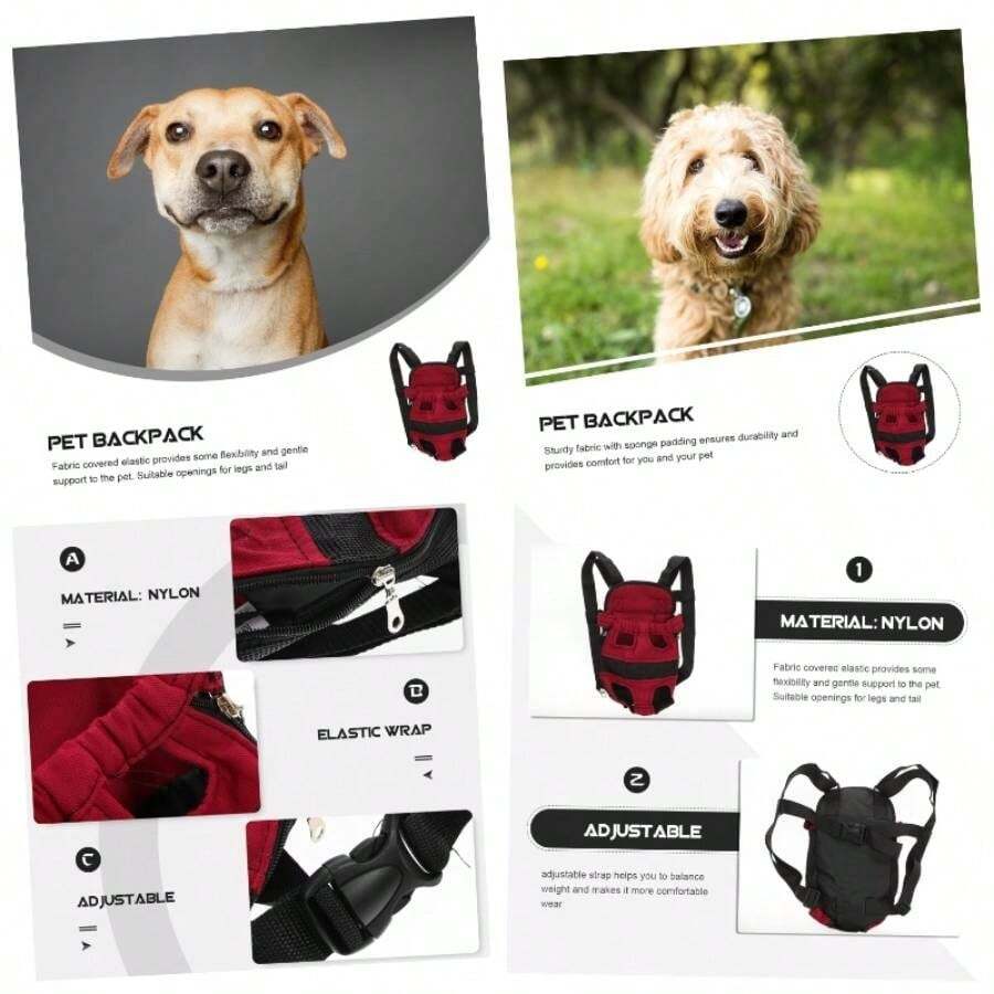 Mochila De Pet Chest Pack y Transpirable para Bolso De Hombro para y Gatos Rojo - Rojo - Ver 1