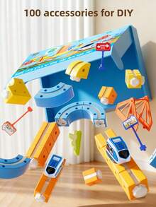 Children's Electric Train Set, 67/83/131/160 Pieces 3D DIY Track Building Kit, Includes Train And Traffic Signs, STEM Car Toy Set, Suitable For 3-8 Year Old Boys And Girls, Birthday Gift, Thomas & Friends Train, Montessori Toys, Train, Car, Building Blocks Set, Christmas Gift, Boyfriend Gift, Building Blocks, Valentine's Day Gift, Boys Toys, Kids Toys, Dinosaur