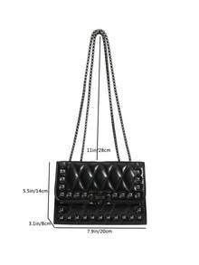 新款女士时尚多功能链条单肩斜挎小方包 - 黑色 - 查看 2