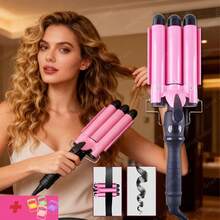 3 piezas Rizador de pelo, rizador de pelo, rizador de pelo de, grado, rizador de pelo eléctrico de calentamiento rápido, herramienta rizadora de pelo dorada peinado - Tipo de Enchufe A USA (110-127V) - Ver 2