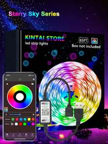 1pc USB Powered Bluetooth LED Light Strip, App Controlled Undismantled Color Changing Lights, Suitable For Home Decor, Holiday Decoration, Computer & TV Backlight, 65ft LED Strip Lights, Bedroom, Button Control - Multicolor Light - View 2