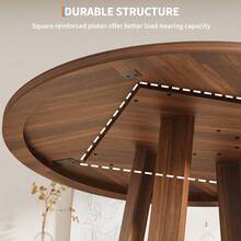 LIZHOUMIL 47 Inch Round Dining Table For 4-6 People, Circle Kitchen Table With Cross Base, Farmhouse Wood Dinner Table For Apartment, Kitchen, Living Room - Brown - View 3