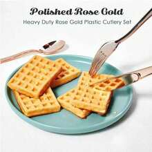 150/100/50/30/25/10/5件套玫瑰金刀/叉/勺，适用于蛋糕、沙拉、西餐、意面、咖啡搅拌等，可重复使用且可清洗，适合派对、户外活动、家庭聚会、婚礼、生日、节日、万圣节、圣诞节等场合，也可作为厨房礼物。易于清洁，可重复使用！经久耐用的餐具——完美的派对用品。 - 玫瑰金 - 查看 4