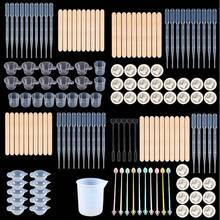 31/40件套环氧树脂浇注工具套装 - 包括30毫升塑料量杯、3毫升塑料滴管、100毫升硅胶量杯、木棒、搅拌杯、指套等。此浇注工具套装适用于颜料混合和DIY珠宝制作，是初学者的理想之选。