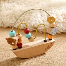 木质半圆形底座动物串珠玩具，可爱装饰婴儿床、游戏区，培养精细动作技能和视觉追踪能力，是万圣节、圣诞节、生日的理想礼物 - 彩色 - 查看 11