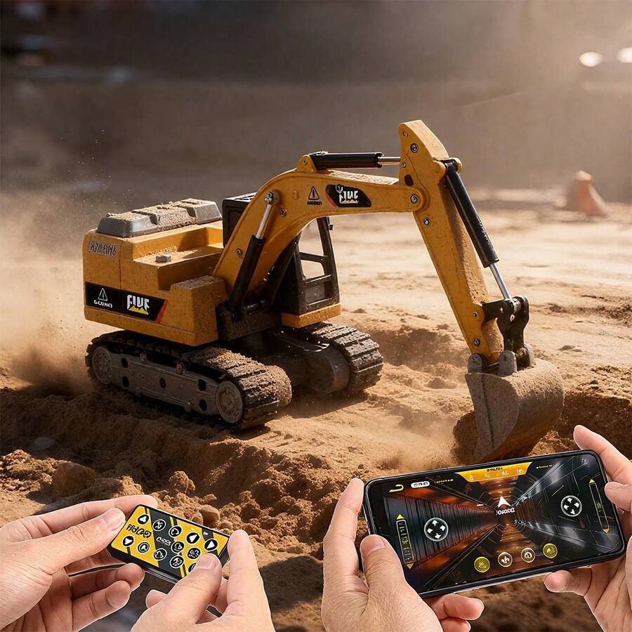 1:64 Scale Miniature Realistic Car Model, Portable Alloy Excavator Remote Control Car, Mini Remote Control Car, Adjustable Gear Engineering Toy Car, With LED Lights, Supports Smartphone, 2.4G Remote Control Model Car, Realistic Remote Control Engineering Excavator Toy, Track Action Simulates Engineering Work Scenes, Suitable For Boys And Girls, Ideal Children's Gift Toy, Perfect Christmas Stocking Gift - Multicolor - View 1