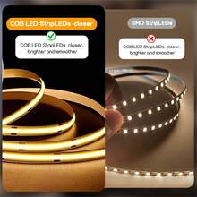 1 Stück 5V COB LED Lichtstreifen mit Batteriebox - flexibel & kürzbar, warmweiß/weiß, batteriebetrieben (Batterien nicht enthalten) für Schlafzimmer, Küche, Wohnzimmer, Fantasy-Themen Dekoration, LED Beleuchtung für Schlafzimmer, Küchenbeleuchtung, moderne Beleuchtung, Schaltersteuerung - COB-LED-Streifen - Übersicht 6