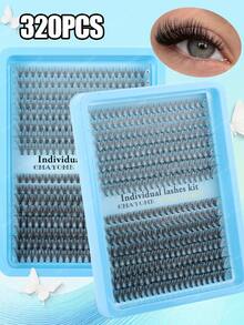 320 cụm mi giả tự làm, nhiều kiểu dáng 10D-100D, độ cong D, 9-16mm, nối mi cá nhân tự làm, mềm mại, tự nhiên, có thể tái sử dụng, phù hợp cho sử dụng tại nhà, đi chơi, sinh hoạt hàng ngày, đám cưới, hẹn hò, tiệc tùng, lễ hội âm nhạc và du lịch. - Màu xanh lam - Xem 2