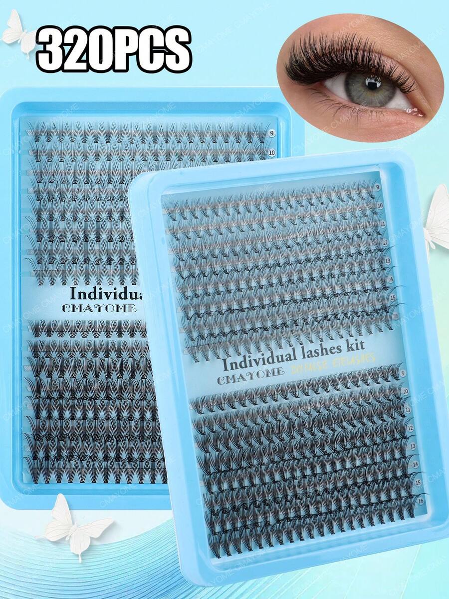 320 cụm mi giả tự làm, nhiều kiểu dáng 10D-100D, độ cong D, 9-16mm, nối mi cá nhân tự làm, mềm mại, tự nhiên, có thể tái sử dụng, phù hợp cho sử dụng tại nhà, đi chơi, sinh hoạt hàng ngày, đám cưới, hẹn hò, tiệc tùng, lễ hội âm nhạc và du lịch.