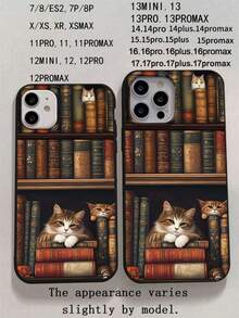 1.5毫米厚猫咪图案防摔手机壳，兼容 17/16 Pro Max、15、14/13、12、11 Pro Max、XS Max、X、XR、8、7、Plus、Mini，适合作为生日礼物、送给女朋友、男朋友或自用。 - 黑色 - 查看 6