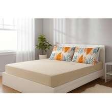 King Size 3-Piece Sheet Set, 400 Thread Count Cotton, Soft Touch, With Elastic And Printed Pillowcases, 50x70cm - 橘色 - 查看 2