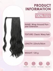 22 Inch Long Wavy Curly Wrap Around Ponytail Hair Extensions, Heat Resistant Synthetic Hairpiece For Women - Multicolor - View 2