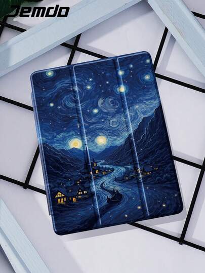 1个蓝色星空图案平板电脑保护套，防摔，带笔槽，支持睡眠/唤醒功能，兼容iPad 10.2英寸、iPad Pro 2021/2020、iPad (A16) 11英寸（第11代，2025年/第10代）、Galaxy Tab A8 10.5英寸（2022年）、Matepad 10.4英寸/平板电脑，2026年新年圣诞礼物