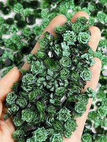 30pcs Mixed ABS Deep Green Rose Soft Flowers Christmas Nail Art Decor 3D Rose Camellia Blooming Nail Art DIY Accessories - Dark Green - View 5