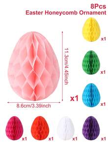 8个复活节彩蛋蜂窝挂饰，彩色复活节彩蛋纸质吊坠，复活节派对装饰，复活节快乐派对背景装饰，复活节装饰，房间装饰，家居装饰，复活节餐桌中心装饰，复活节悬挂装饰，复活节派对用品，复活节礼物派对礼品 - 復活節彩蛋 - 查看 5