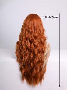 22-Inch Ginger To Golden Yellow Gradient Long Wavy Wig With Bangs | Y2K Dopamine Style Synthetic Hair - Burnt Orange - View 6