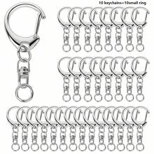 20/40/60/80个按扣钥匙扣配件，登山扣和连接器套件，D形环龙虾扣配件，带链条，适用于挂绳工艺品DIY手工制作（10/20/30/40个钥匙扣 + 10/20/30/40个小环） - 鑰匙扣 - 查看 13