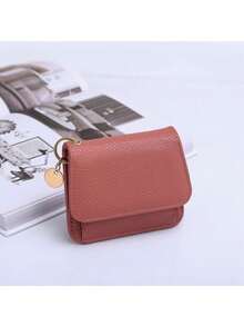 NYXIA 1个女士钱包纯色简约超薄卡包女钱包迷你零钱包女士钱包短款时尚女士卡包零钱包二合一钱包时尚纯色小卡包多功能防盗刷毛女士短款零钱包包旅行商务出差返校 - 彩色 - 查看 11