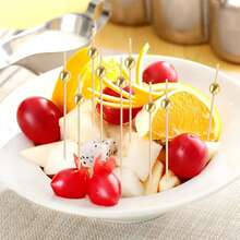 100pcs Gold Pearl Fruit Cake Disposable Fruit Picks, Pearl Cake Fruit Bamboo Skewers, Fruit Picks, Bamboo Skewers, Fruit Kebabs, Cake & Dessert Display Decor, Cocktail Picks, Cake & Burger Art Forks - For Beverage Decoration, Desserts (Birthday, Wedding Party Supplies, Christmas Gifts) - Multicolor - View 7