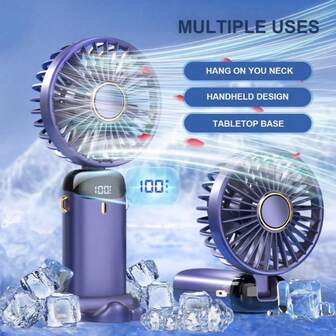 3000mAh Rechargeable High-Speed Handheld Fan | Stepless Speed Adjustment, Personal Air Cooler, 100 Levels Of Powerful Airflow, LED Digital Display, Rapid Cooling - Best Choice For Outdoor Travel, Camping, Summer Gifts