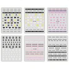 12/6片装自粘美甲贴纸，DIY美甲贴花，时尚美甲配件，包含花卉、几何和可爱图案，适合日常佩戴、派对、婚礼、节日和特殊场合，易于粘贴，适合女性和女孩。 - 彩色 - 查看 6