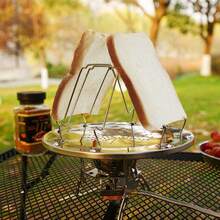 2PCS Foldable 4 Slice BBQ Toaster Tray Bread Toast Rack Grill Outdoor Camping UK - Silver - View 9