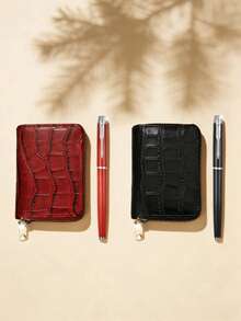 2件套女士时尚优雅多功能奢华钱包+实用高档圆珠笔套装，时尚搭配，圣诞节/周年纪念日/情人节/母亲节送给她的理想礼物（不含礼盒，仅供展示） - 2PCS 女士優雅皮夾套裝 A - 查看 1