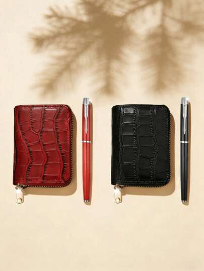 2pcs/Set Women's Fashion Elegant Versatile Luxury Wallet + Practical Classy Ballpoint Pen Set, Stylish Matching Combination, Ideal Gift For Her On Christmas/Anniversary/Valentine's Day/Mother's Day (Gift Box Not Included, For Display Purposes Only)