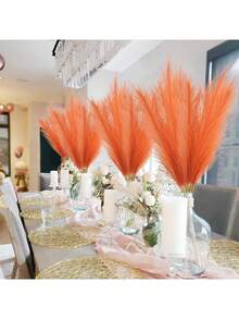 5支/10支/20支人造香蒲，高55厘米/21.65英寸，蓬松仿真草，大型通用香蒲枝，适合用作花瓶填充物，适用于家居厨房波西米亚风装饰、房间装饰、婚礼派对装饰、人造植物、秋季装饰、房间、书桌、花园装饰、房间装饰配件（均码=10支），情人节、生日、毕业礼物、秋季装饰、秋季 - 橘色 - 查看 6